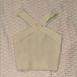 Aritzia Elegant Cream Cross-Strap Women's Top